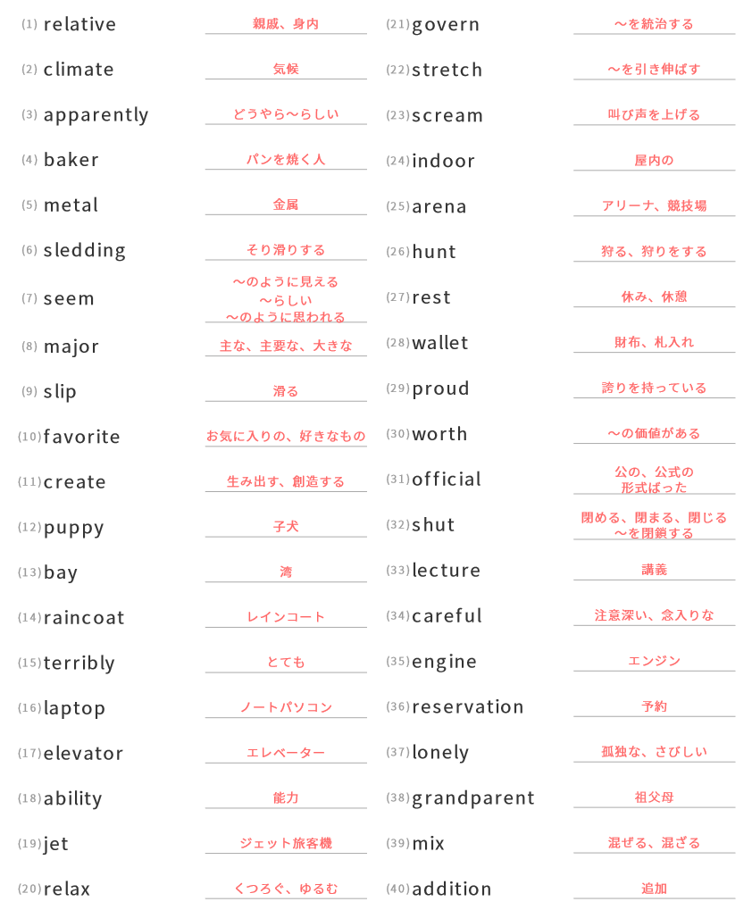 準二 級 単語